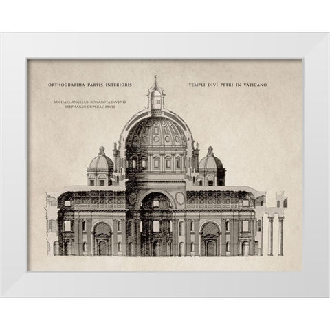 San Pietro by Michelangelo, Sepia White Modern Wood Framed Art Print by Michelangelo