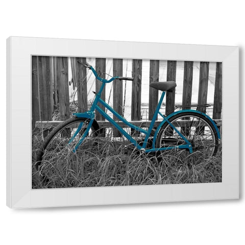 Teal Bike I. White Modern Wood Framed Art Print by Anonymous