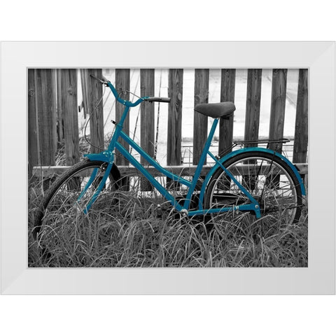 Teal Bike I. White Modern Wood Framed Art Print by Anonymous