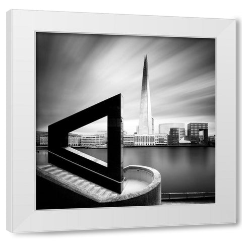 The Shard From Across the Thames White Modern Wood Framed Art Print by Marekkijevsky
