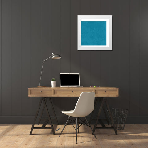 Abstract Teal White Modern Wood Framed Art Print by Inuit