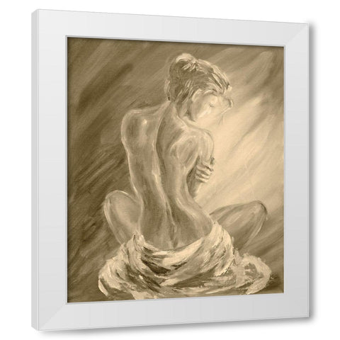Beautiful Woman Reclining White Modern Wood Framed Art Print by Anker