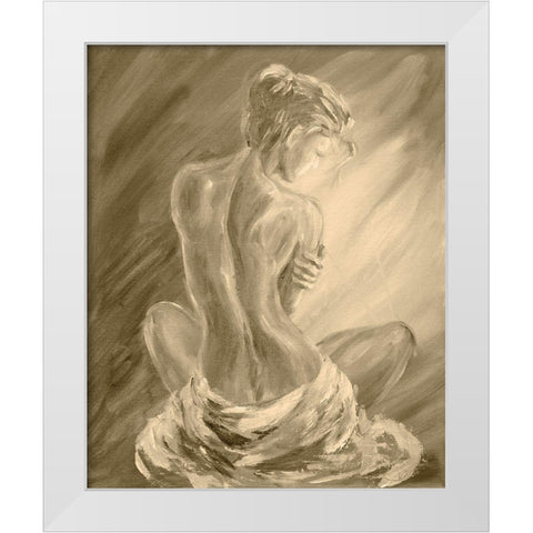 Beautiful Woman Reclining White Modern Wood Framed Art Print by Anker