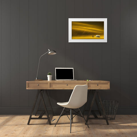 Majestic Field with White Trees White Modern Wood Framed Art Print by Uladzislau, S.