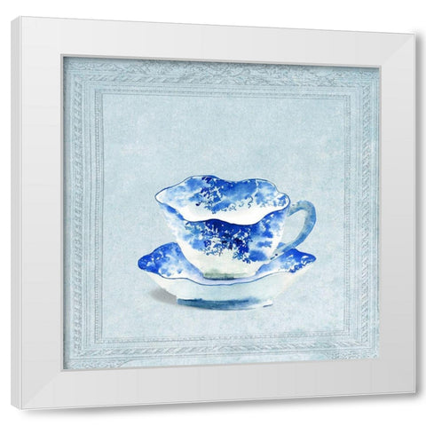 Vintaged Pattern Tea Cup White Modern Wood Framed Art Print by Dolzhenko, Anna