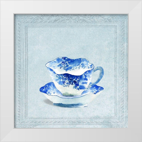 Vintaged Pattern Tea Cup White Modern Wood Framed Art Print by Dolzhenko, Anna