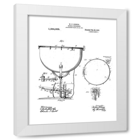 Kettle drum Diagram White Modern Wood Framed Art Print by Anonymous