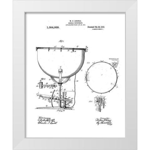 Kettle drum Diagram White Modern Wood Framed Art Print by Anonymous