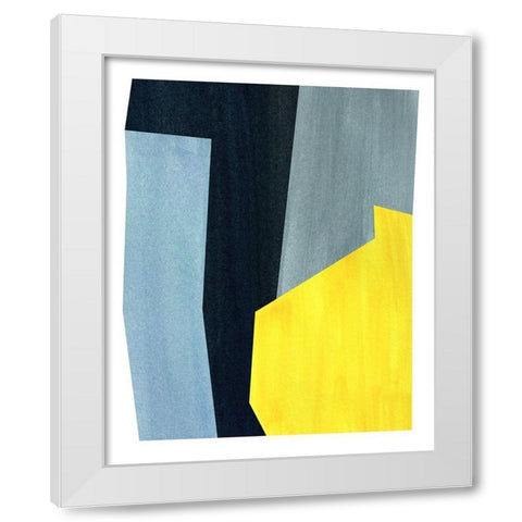 Yellow and Grey Abstract White Modern Wood Framed Art Print by Inuit