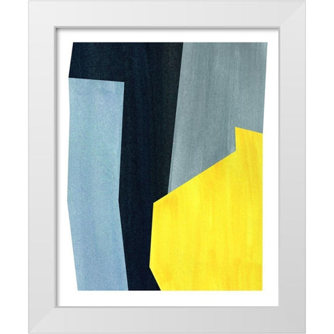 Yellow and Grey Abstract White Modern Wood Framed Art Print by Inuit