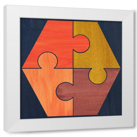 Patterned Hexagon White Modern Wood Framed Art Print by Inuit