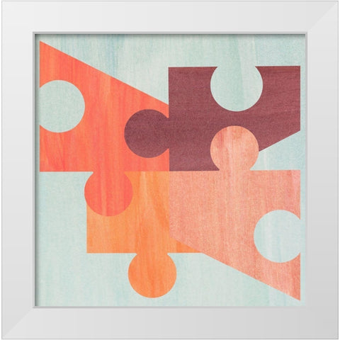 Soft Patterns White Modern Wood Framed Art Print by Inuit