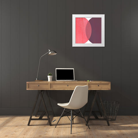 Abstract Circles Red White Modern Wood Framed Art Print by Inuit