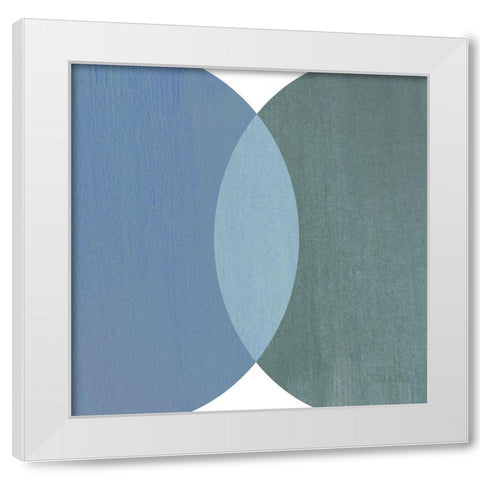 Abstract Circles Blue White Modern Wood Framed Art Print by Inuit
