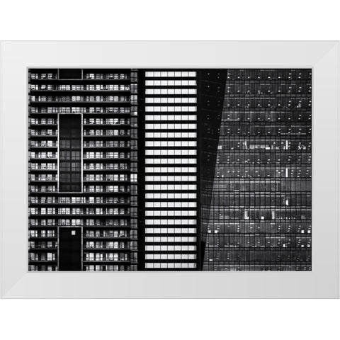 Black and White Buildings White Modern Wood Framed Art Print by Carson, Brian