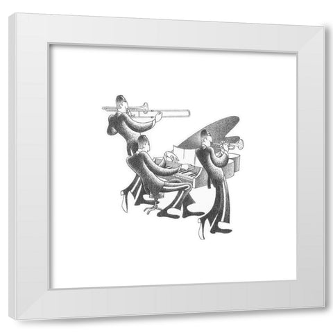 Jazz Evening White Modern Wood Framed Art Print by Vilar, Roger
