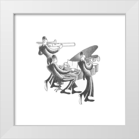 Jazz Evening White Modern Wood Framed Art Print by Vilar, Roger