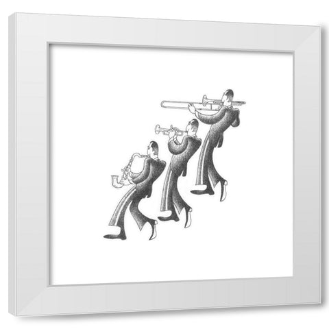 Jazz Melody White Modern Wood Framed Art Print by Vilar, Roger