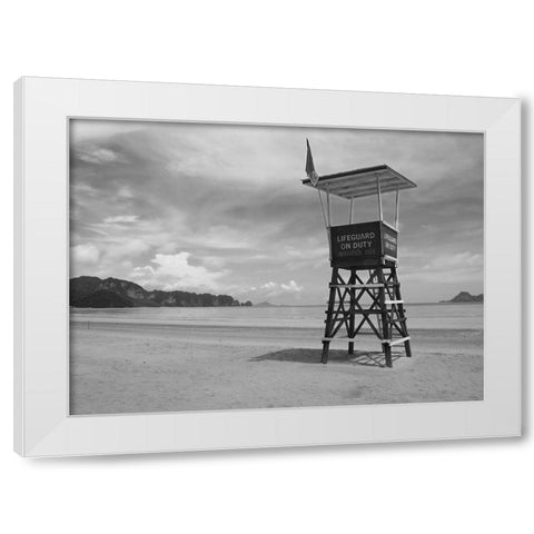 Lifeguard Observation Tower White Modern Wood Framed Art Print by Anonymous