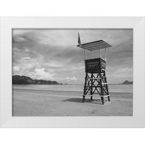 Lifeguard Observation Tower White Modern Wood Framed Art Print by Anonymous