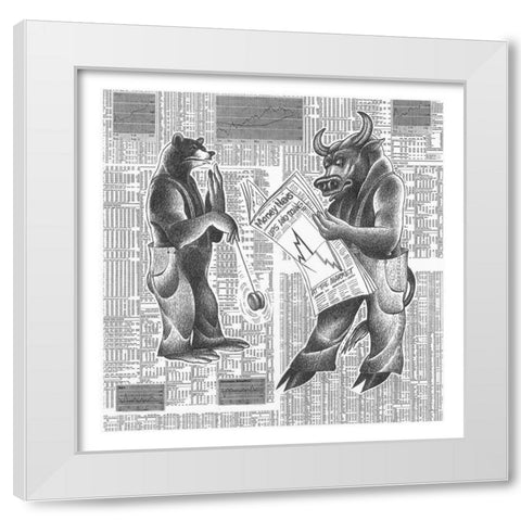 Market Ups and Downs White Modern Wood Framed Art Print by Vilar, Roger