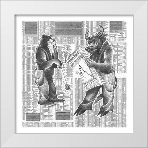 Market Ups and Downs White Modern Wood Framed Art Print by Vilar, Roger