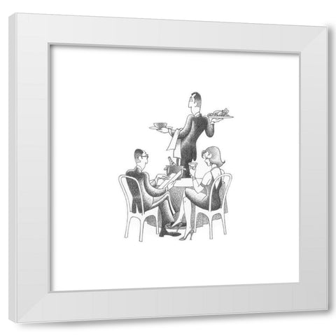 Dining Out White Modern Wood Framed Art Print by Vilar, Roger