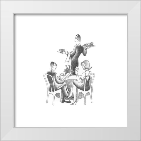 Dining Out White Modern Wood Framed Art Print by Vilar, Roger