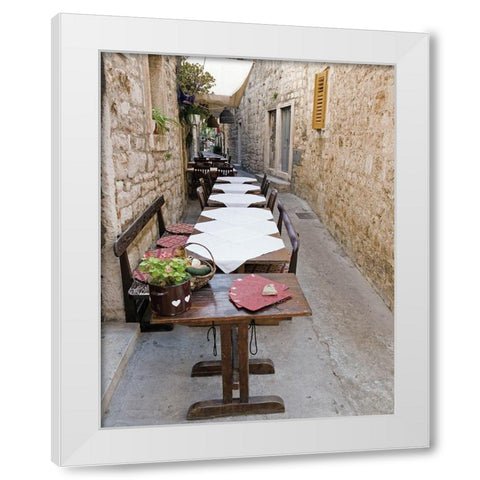 Old Village Cafe White Modern Wood Framed Art Print by Anonymous