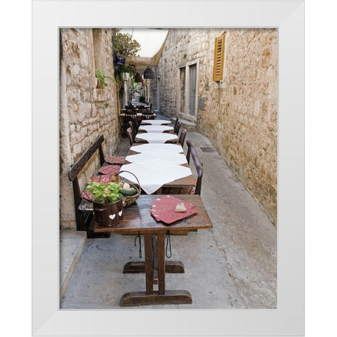 Old Village Cafe White Modern Wood Framed Art Print by Anonymous