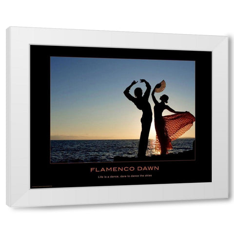 Flamenco Dawn White Modern Wood Framed Art Print by Anonymous