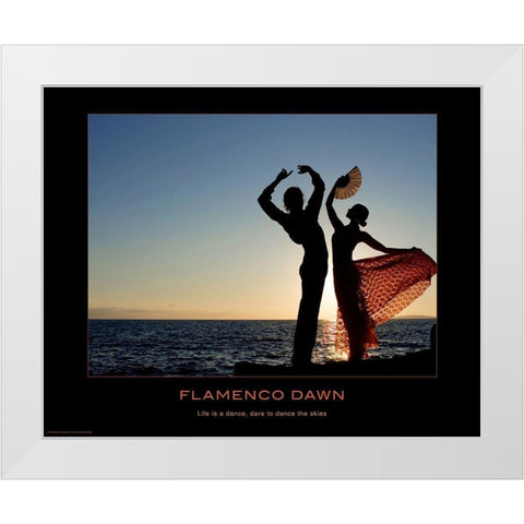 Flamenco Dawn White Modern Wood Framed Art Print by Anonymous
