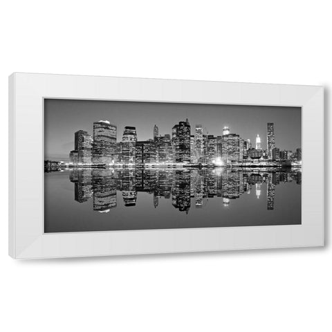 Downtown Lights White Modern Wood Framed Art Print by Mortula