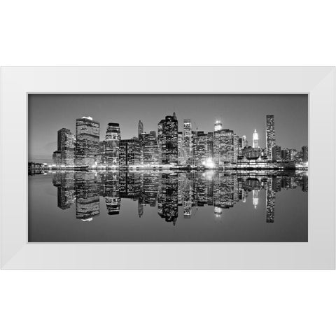 Downtown Lights White Modern Wood Framed Art Print by Mortula