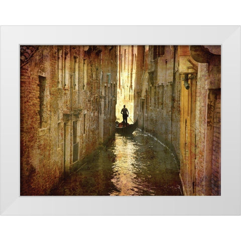 Vintage Gondolier White Modern Wood Framed Art Print by K. Nielsen