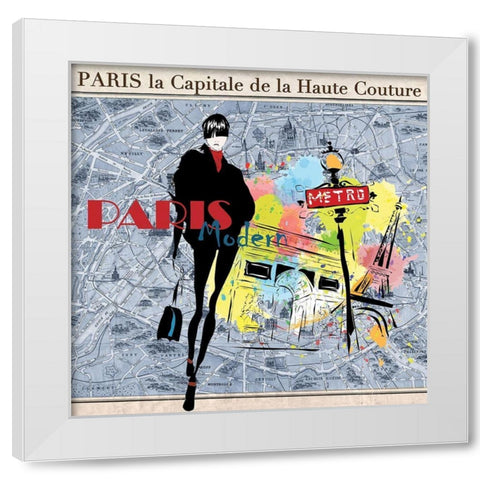 Paris Fashion Model White Modern Wood Framed Art Print by Verlen