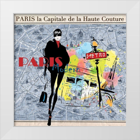 Paris Fashion Model White Modern Wood Framed Art Print by Verlen