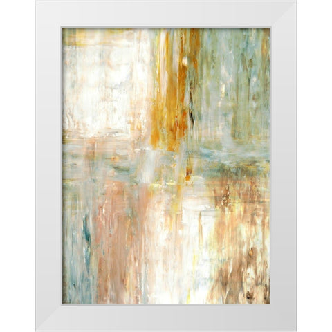 Teal and Green Abstract Painting White Modern Wood Framed Art Print by Tice, C.