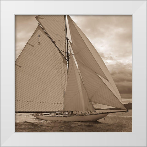 All Sails Unfurled White Modern Wood Framed Art Print by Anonymous