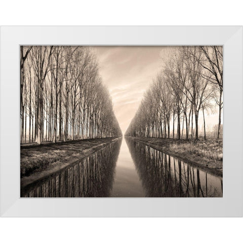 Serene Canal White Modern Wood Framed Art Print by Anonymous