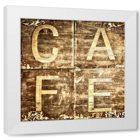 Cafe Sign White Modern Wood Framed Art Print by Molcan, M.