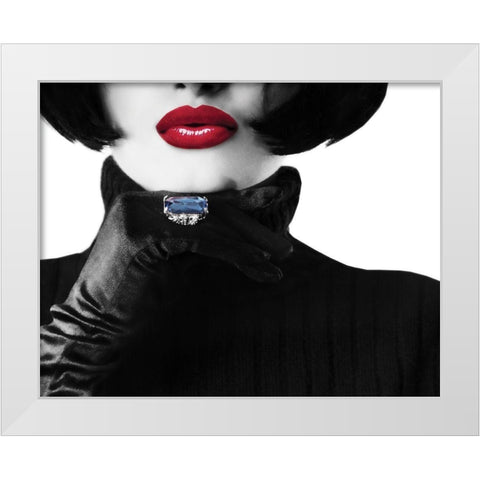 Ruby Lips I White Modern Wood Framed Art Print by Anonymous