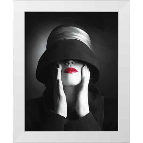 Ruby Lips III White Modern Wood Framed Art Print by Anonymous