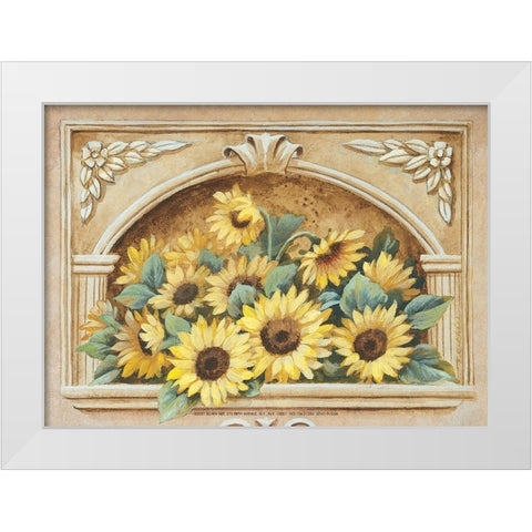 Sunflower Fresco White Modern Wood Framed Art Print by Unknown