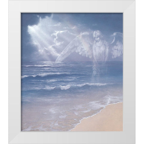 Angel on Shore White Modern Wood Framed Art Print by Unknown