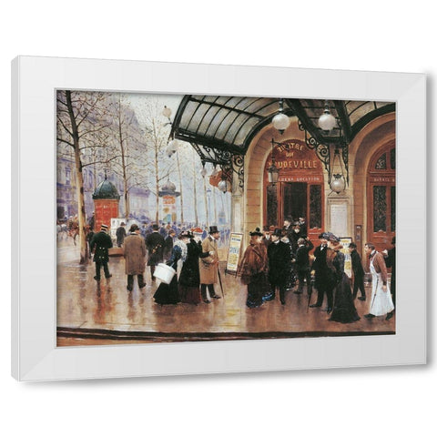 Sur la Rue White Modern Wood Framed Art Print by Unknown