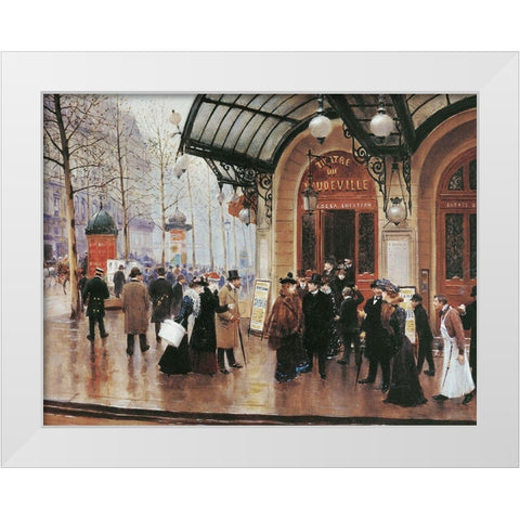 Sur la Rue White Modern Wood Framed Art Print by Unknown