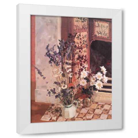 Moroccan Floral White Modern Wood Framed Art Print by Unknown