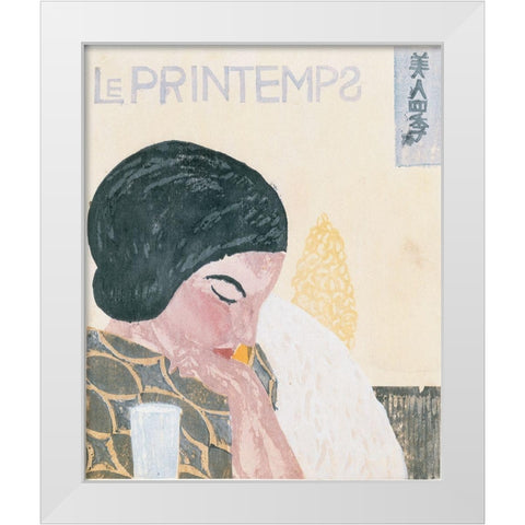 Printemps White Modern Wood Framed Art Print by Unknown