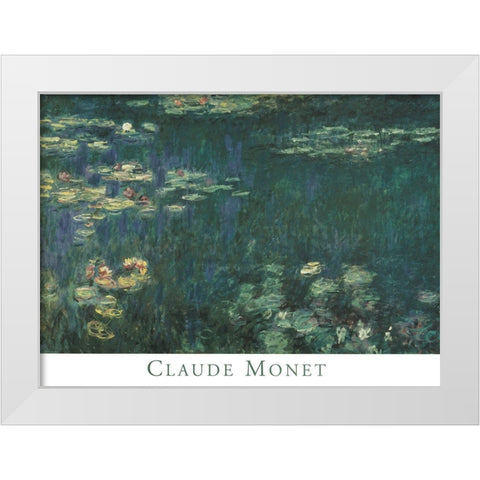 Water Lilies White Modern Wood Framed Art Print by Monet, Claude